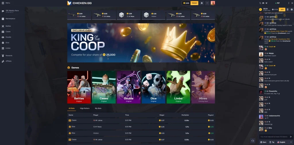 Chicken.gg Website Overview