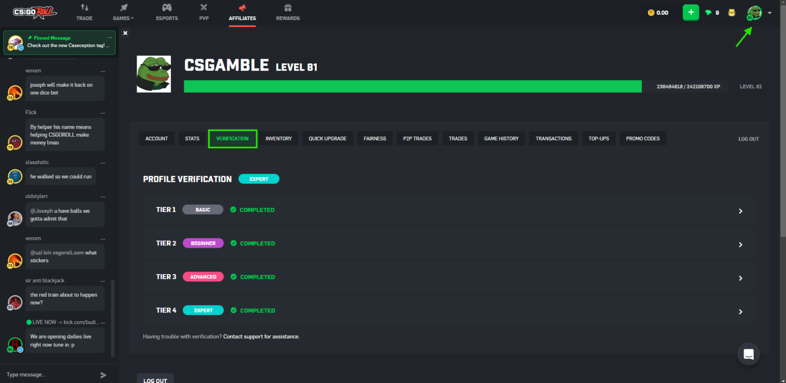 CSGOROLL verification