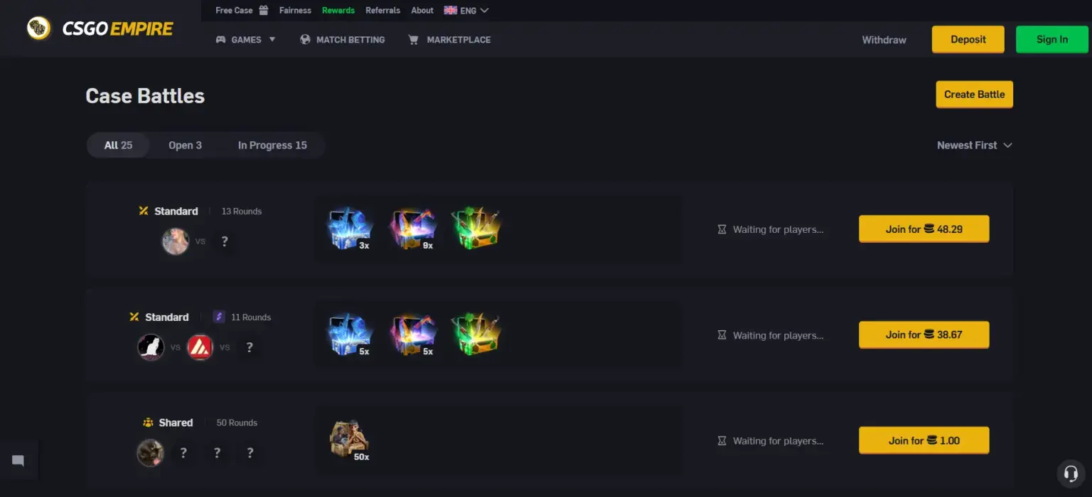 CSGOempire jackpot case battles