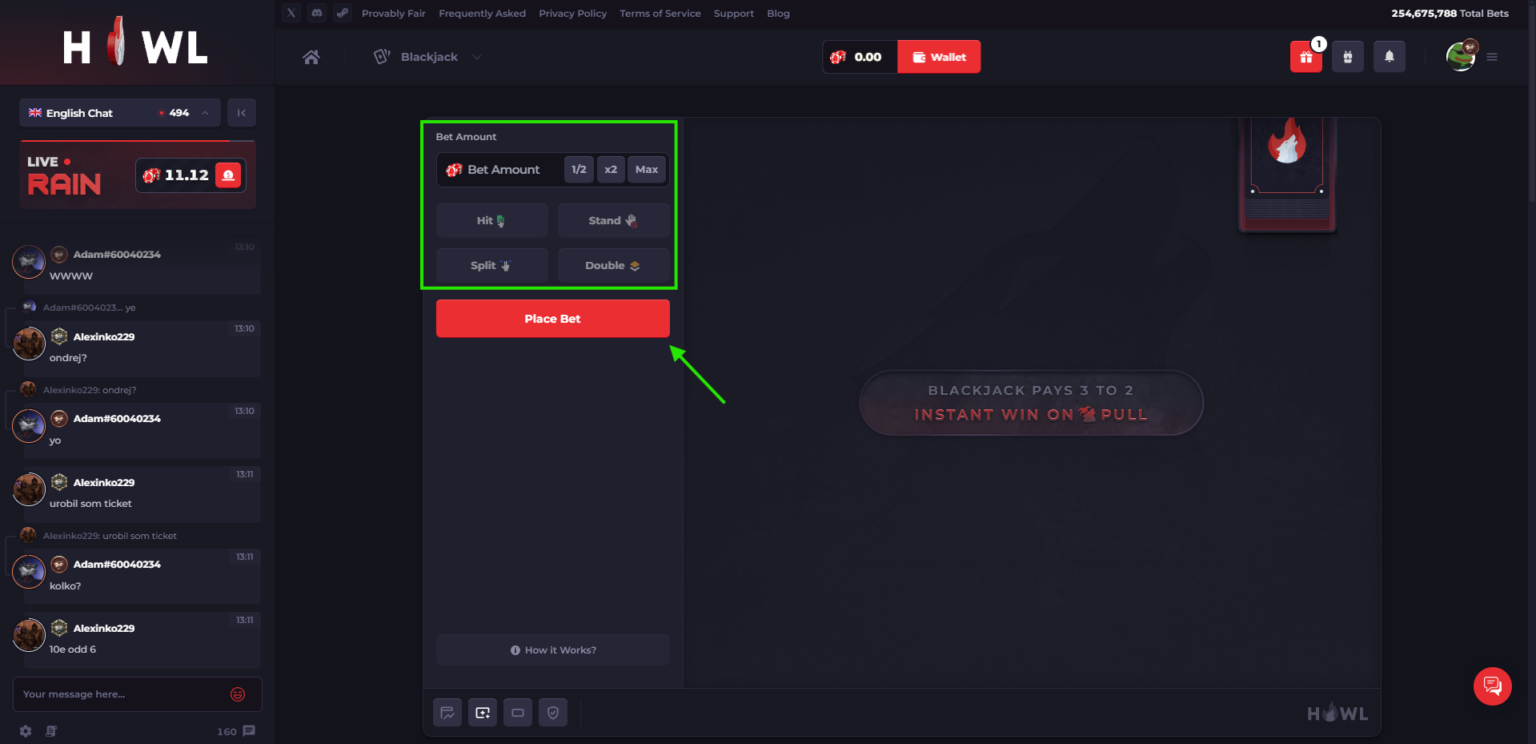 howl.gg blackjack