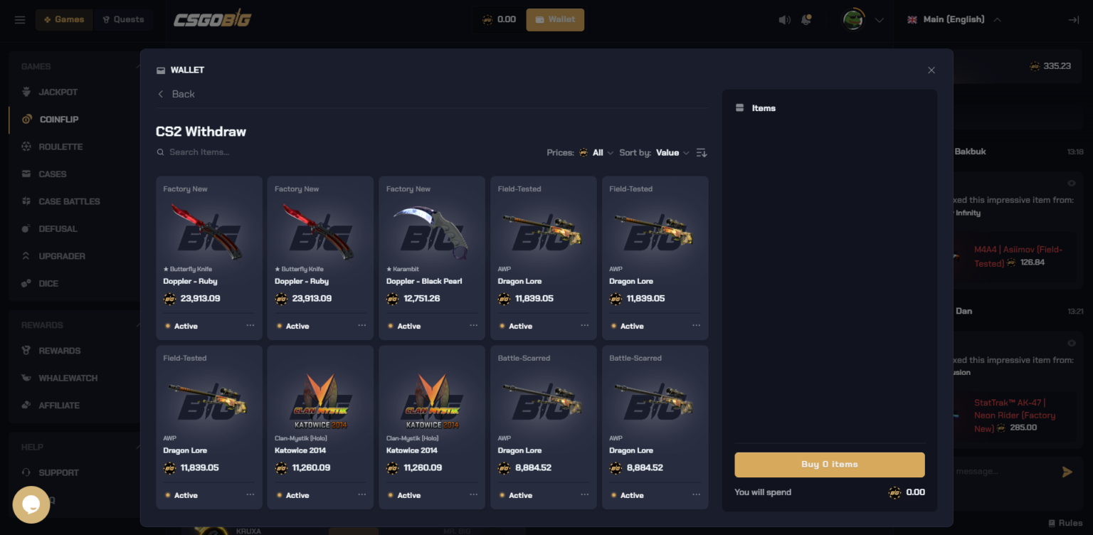 csgobig withdraw skins