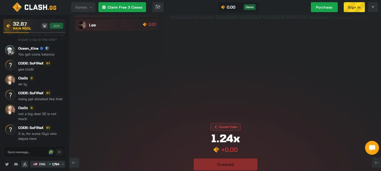 ClashGG Crash section