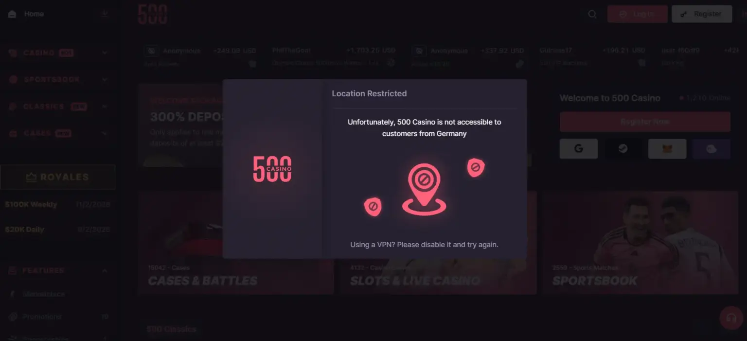 Location restriction of a crash site- CSgo500