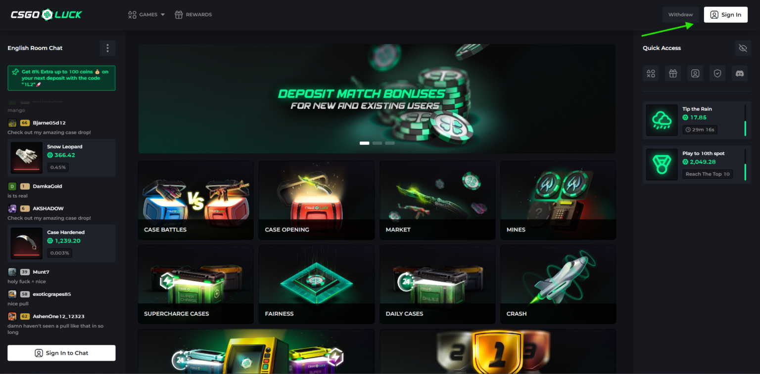 csgoluck homepage