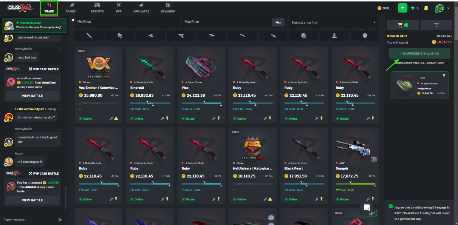 csgoroll withdraw page