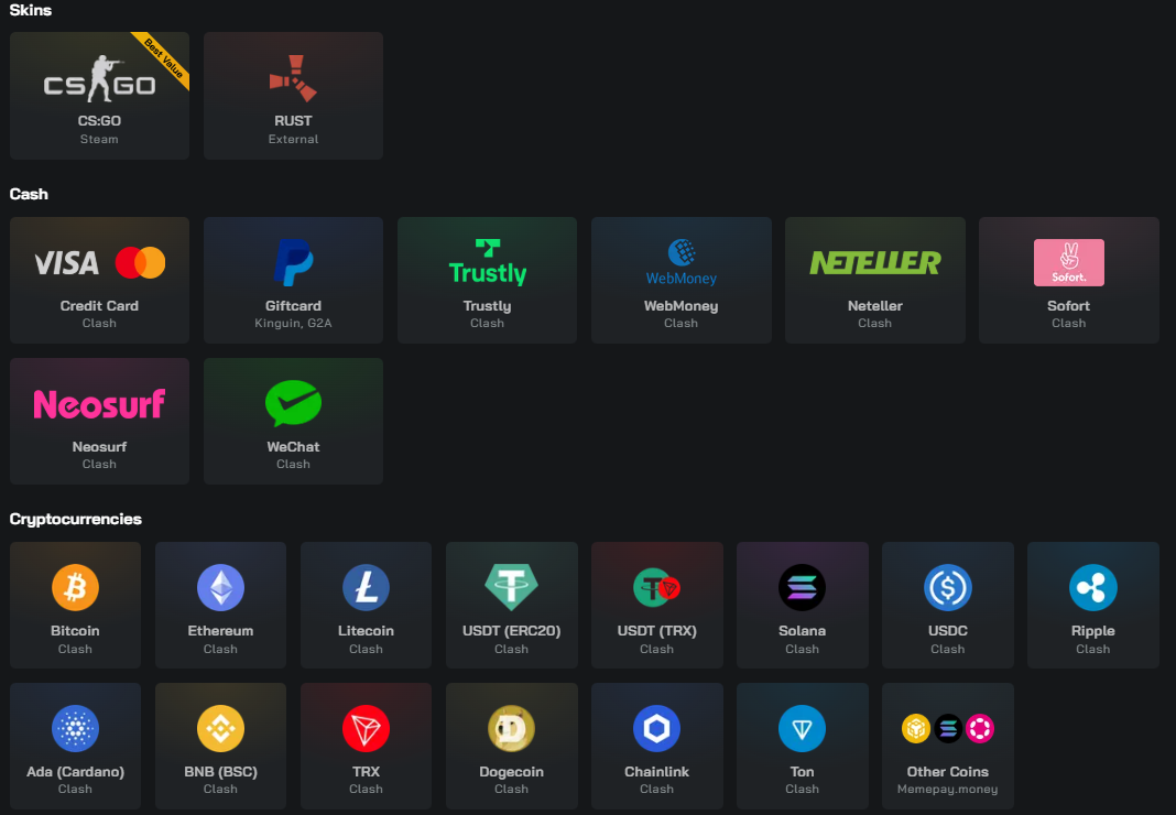 clash.gg deposit options