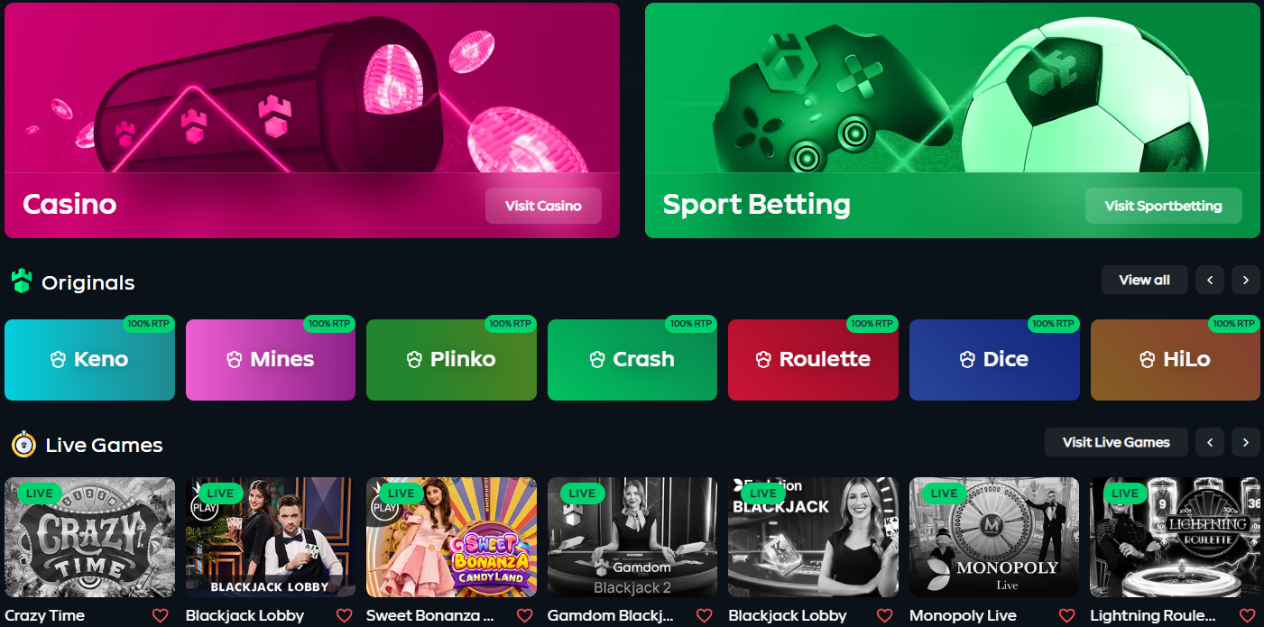 Gamdom game selection