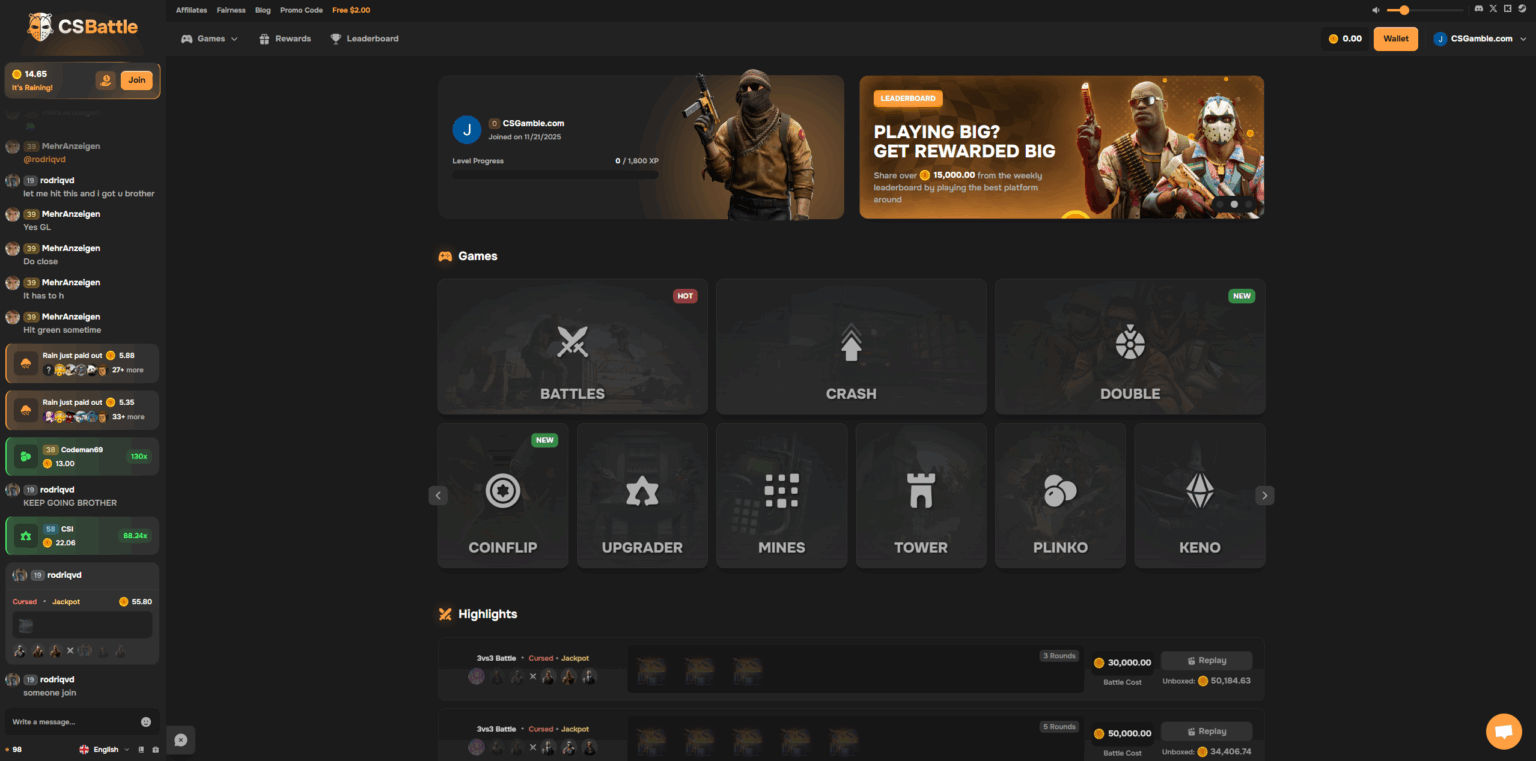 CSBattle.com landing page