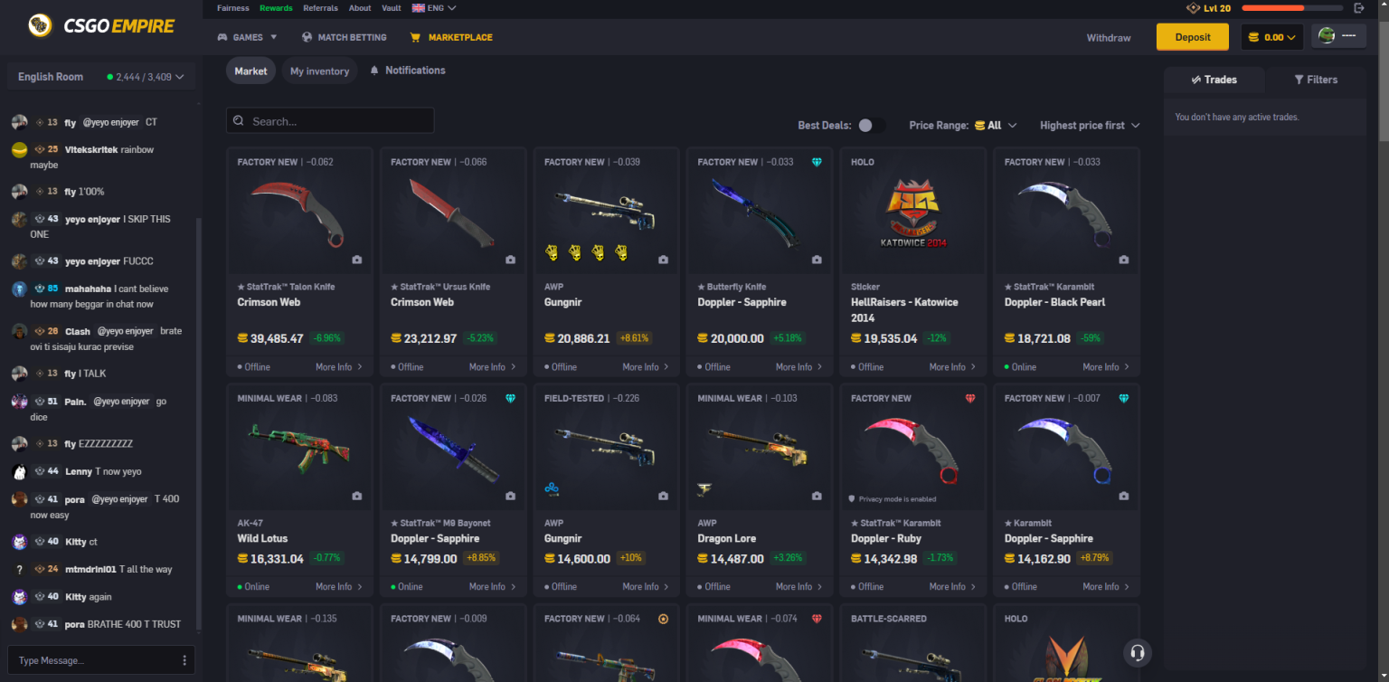CSGOEMPIRE withdraw page