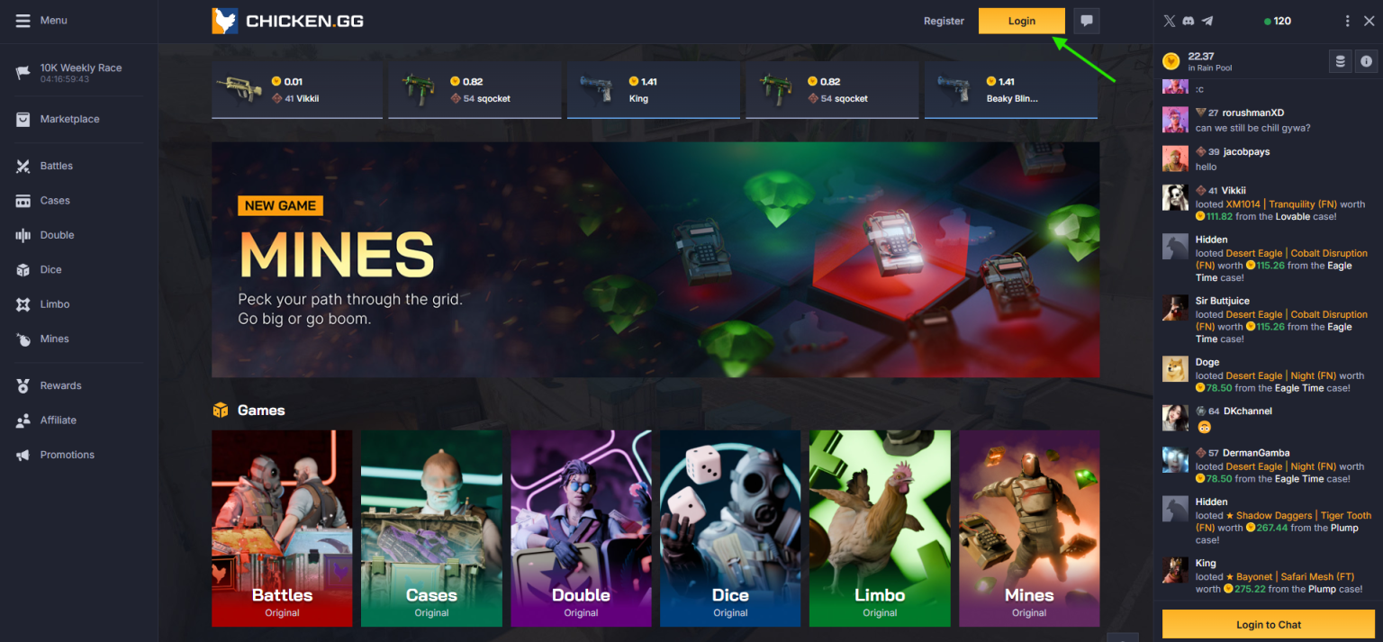 chicken.gg home page