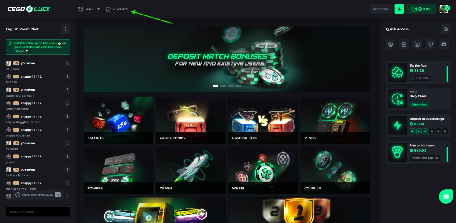 CSGOLUCK rewards