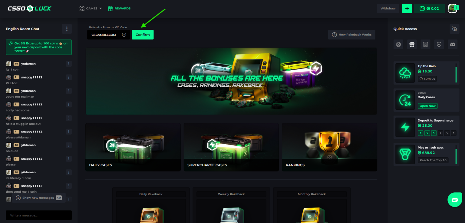 CSGOLUCK referral code 2025
