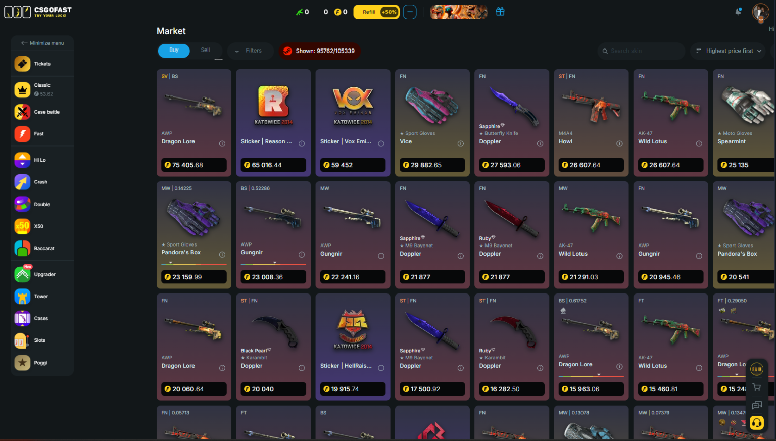 CSGOFAST withdraw page