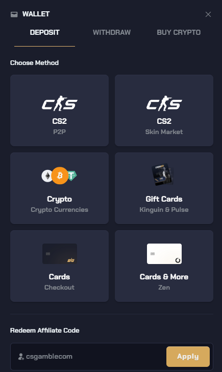 CSGOBIG deposit methods