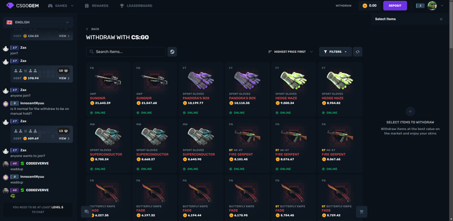 csgogem withdraw page