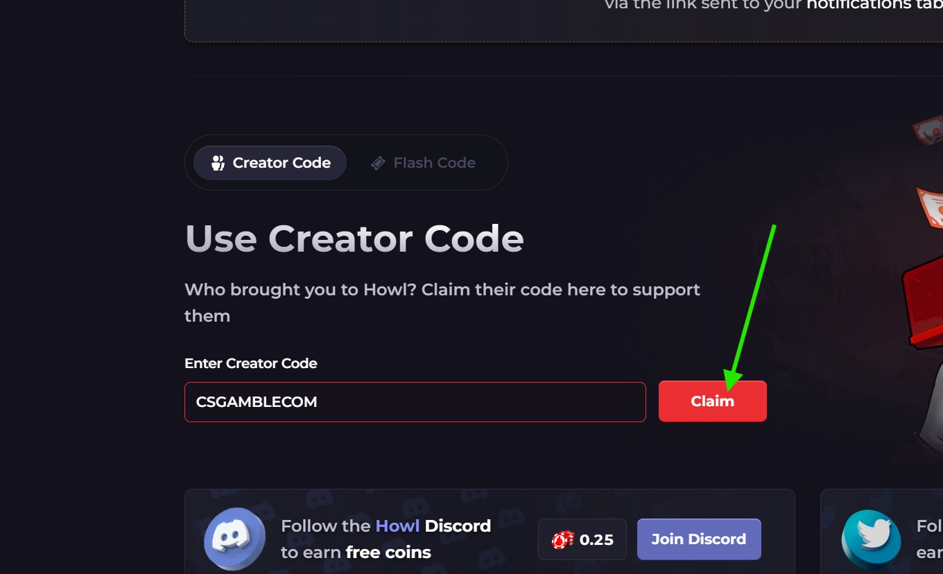 Claim howl.gg promo code