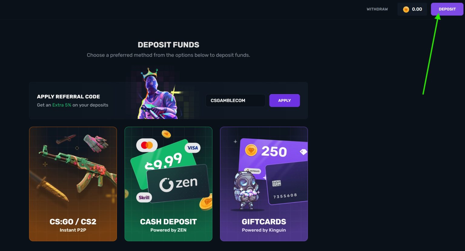 USE CSGAMBLE promocode at CSGOGEM