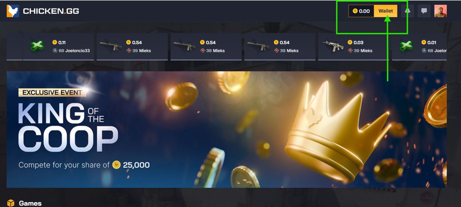 Chicken.gg wallet
