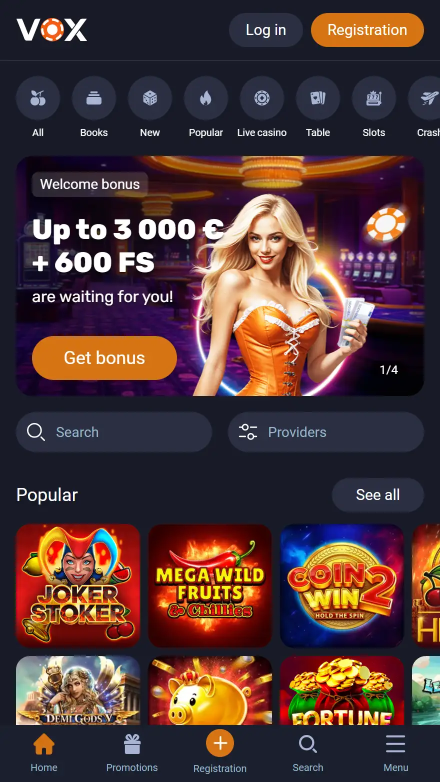 VOX Casino avaleht