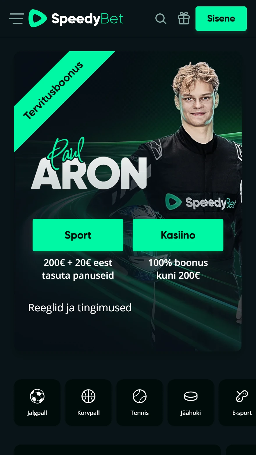 SpeedyBet kasiino avaleht