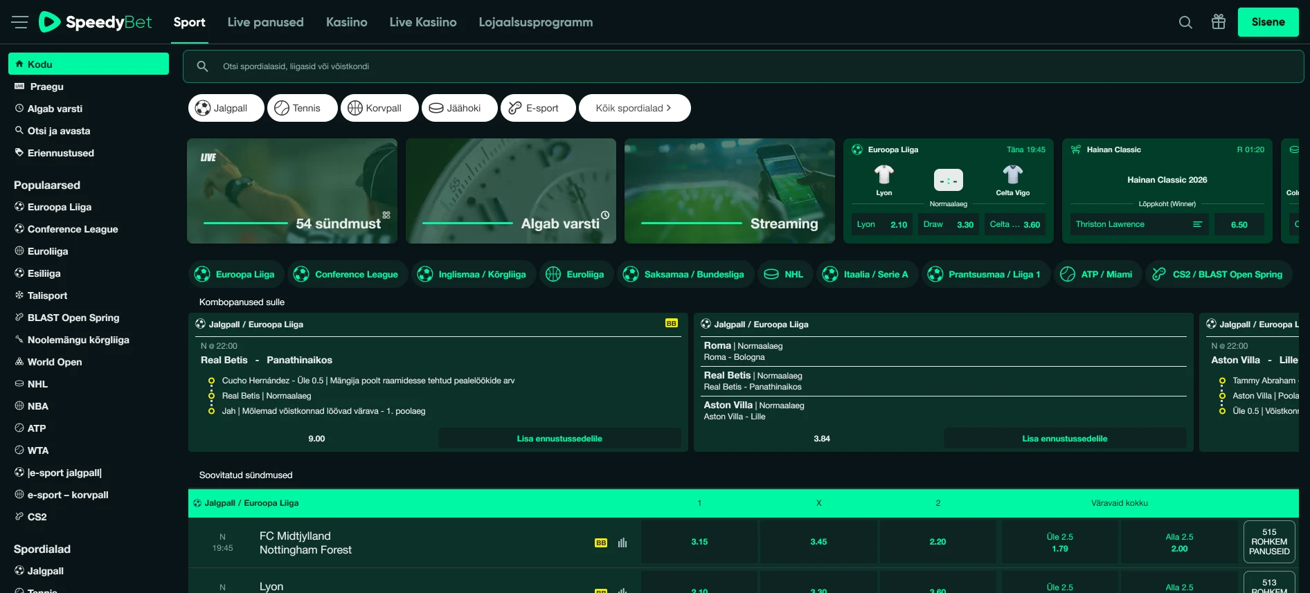 SpeedyBet spordiennustused