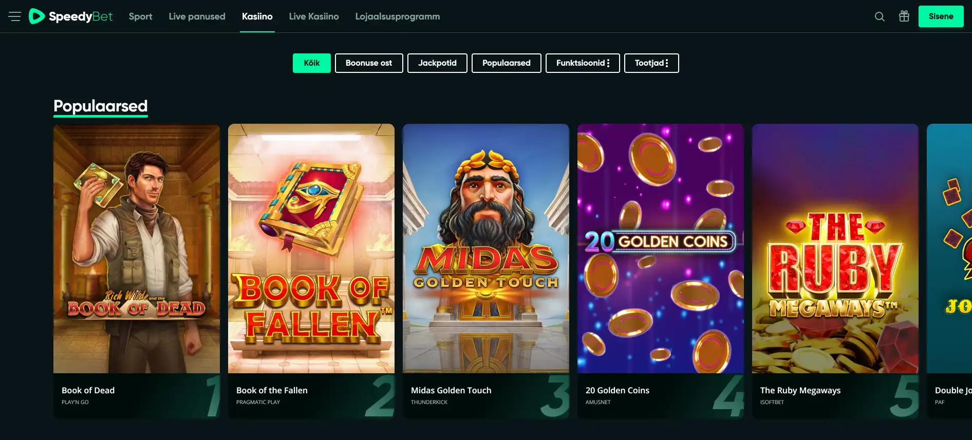 SpeedyBet kasiinomängud