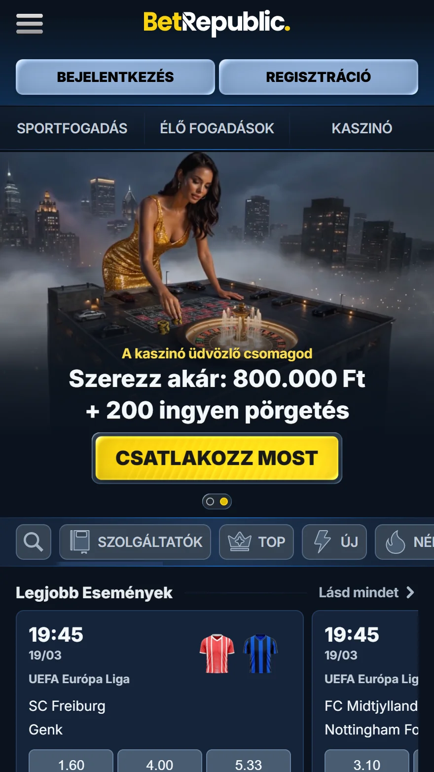 BetRepublic kaszinó oldal