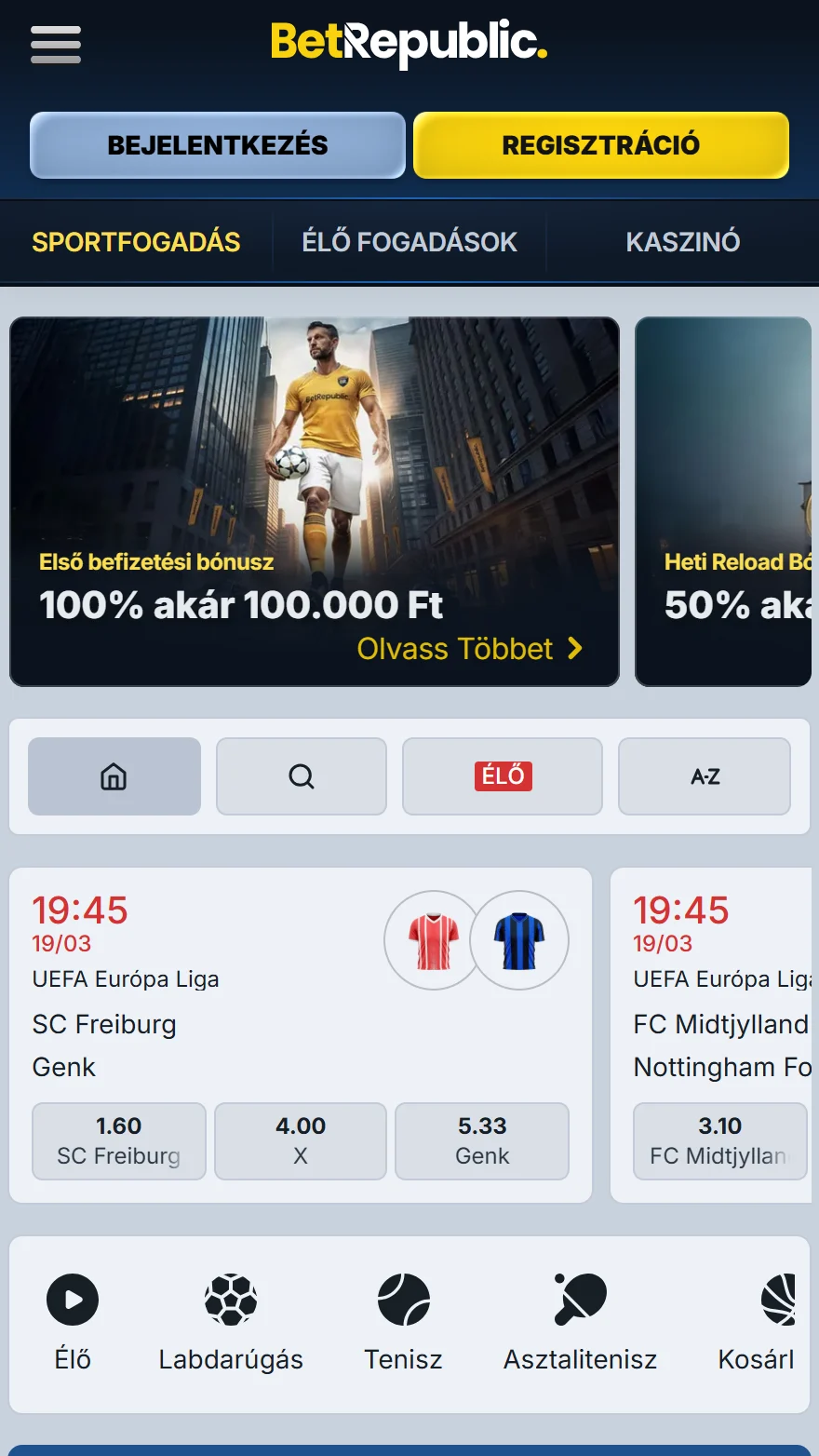 BetRepublic sportfogadás oldal