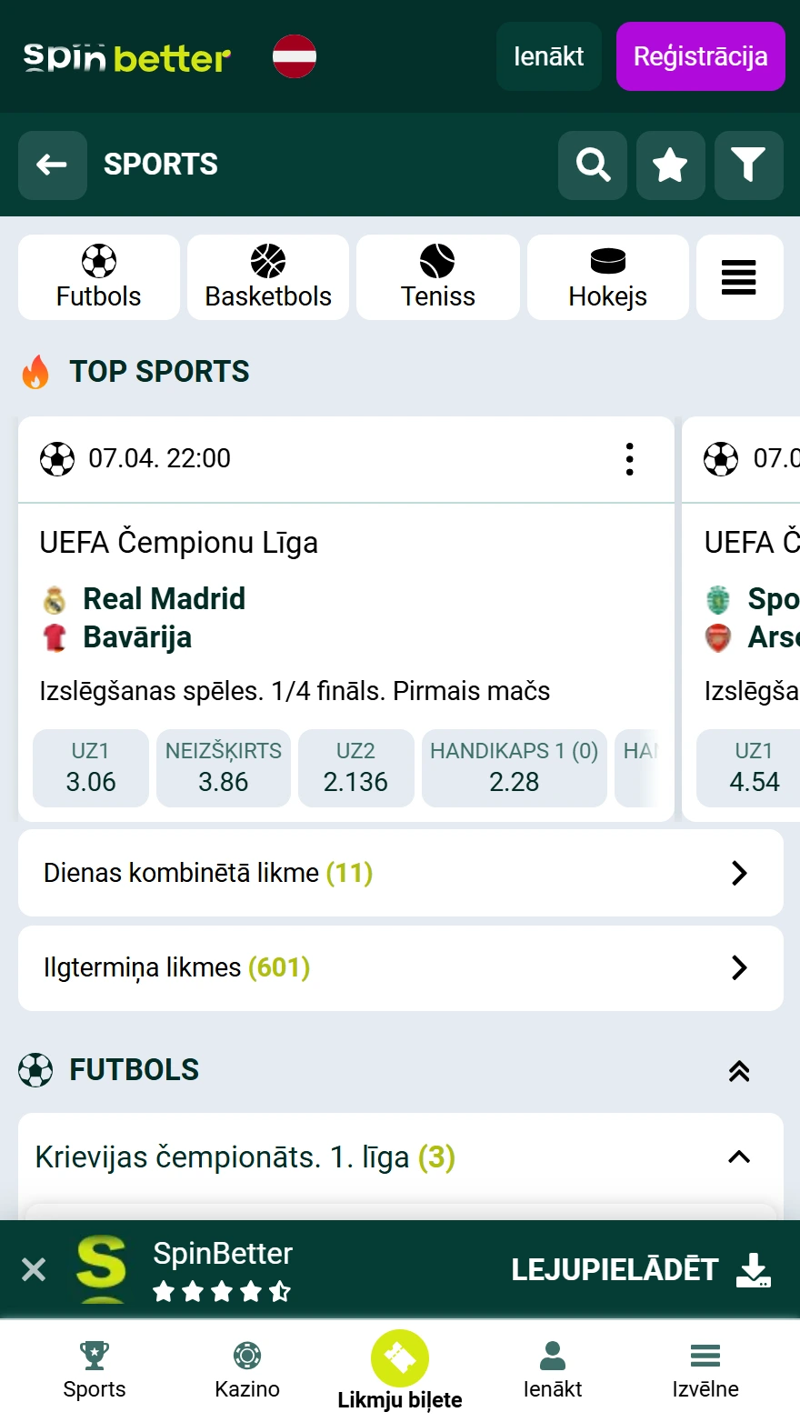 SpinBetter totalizatora lapa