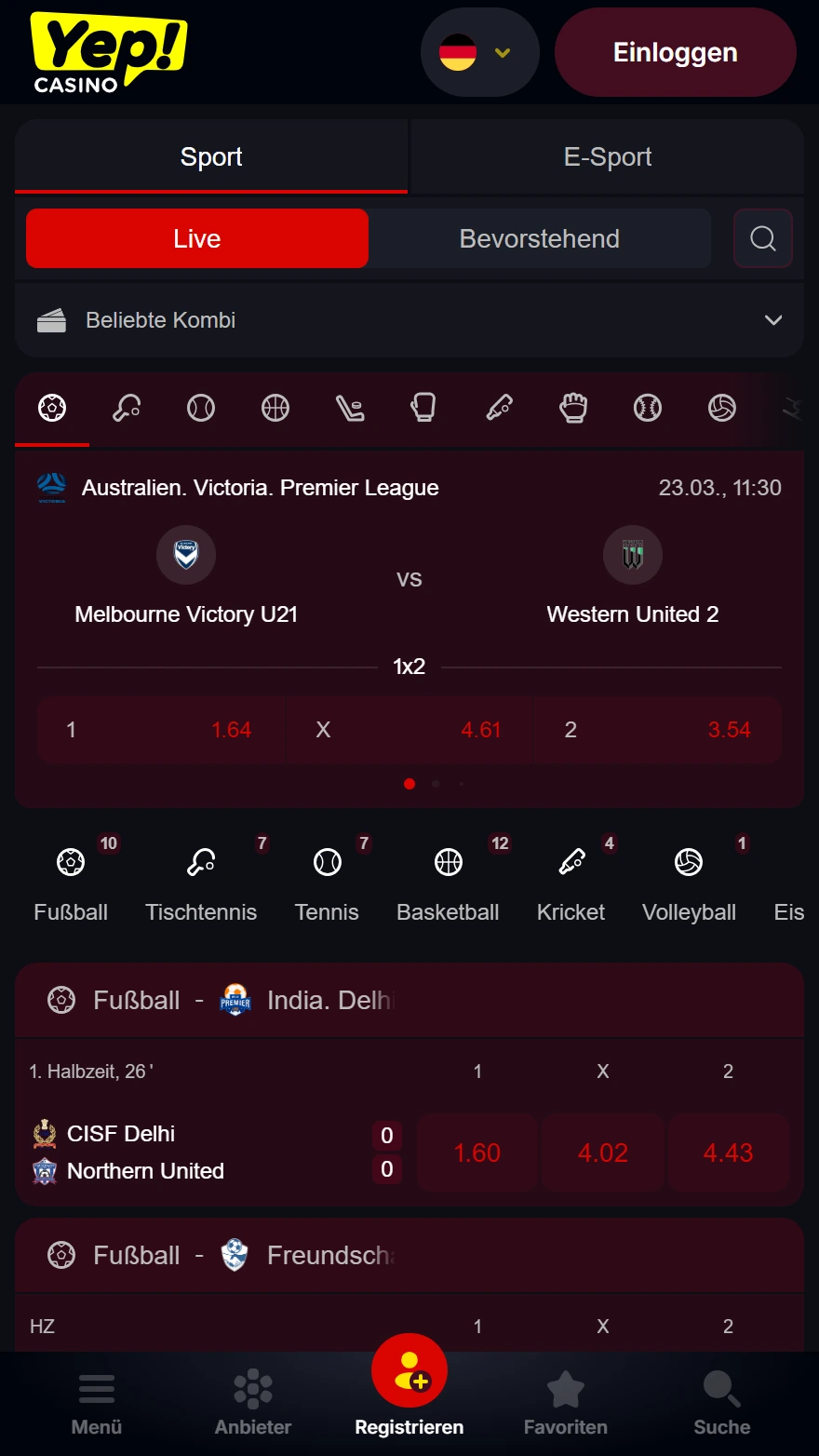 Yep Casino Sportwettenseite