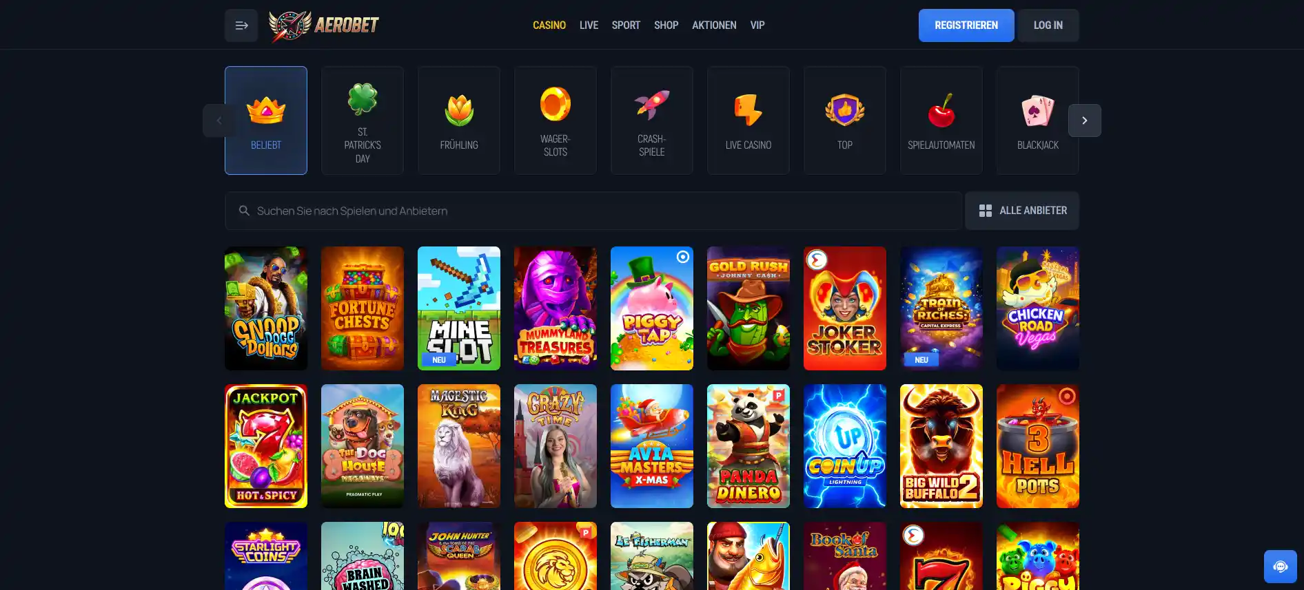 Aerobet Casino-Spiele