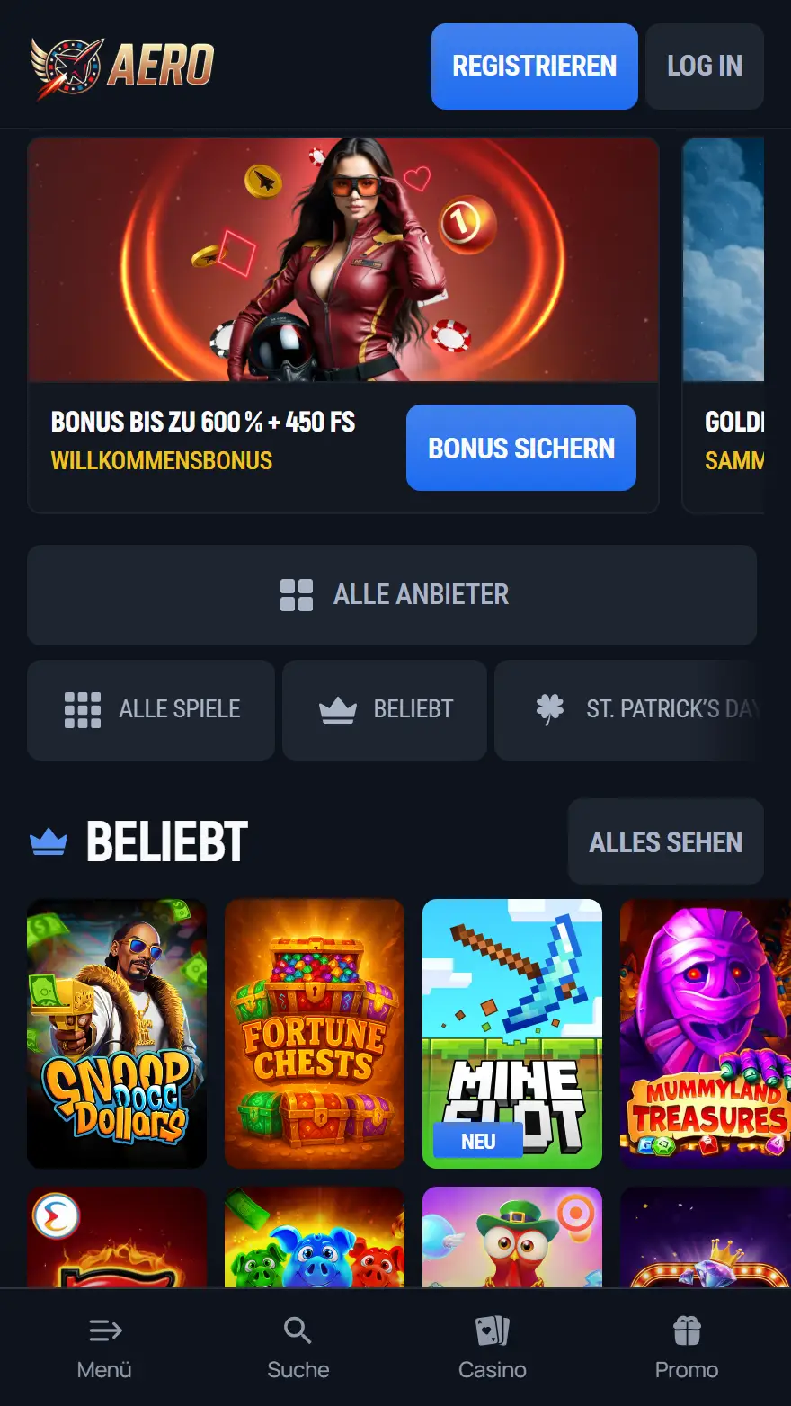 Aerobet Casino-Startseite