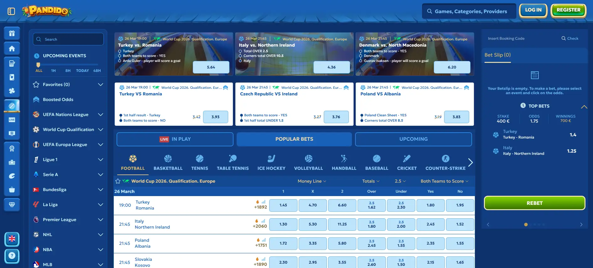 Pandido sports betting