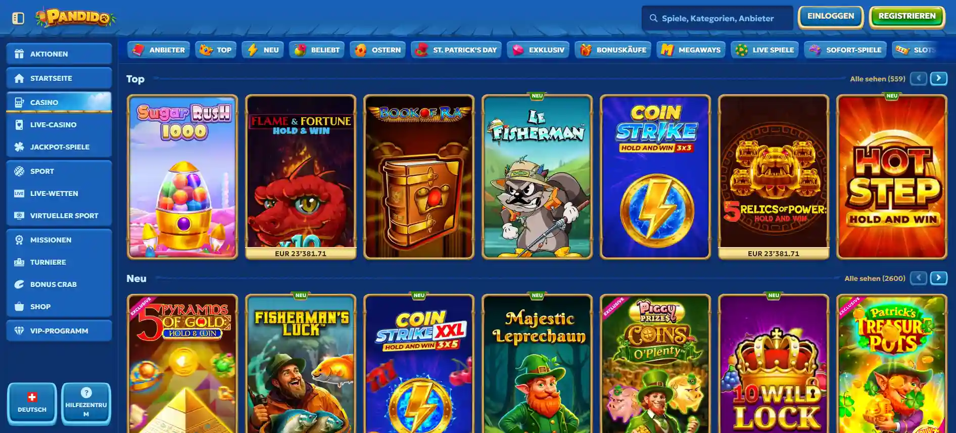 Pandido Casino-Spiele