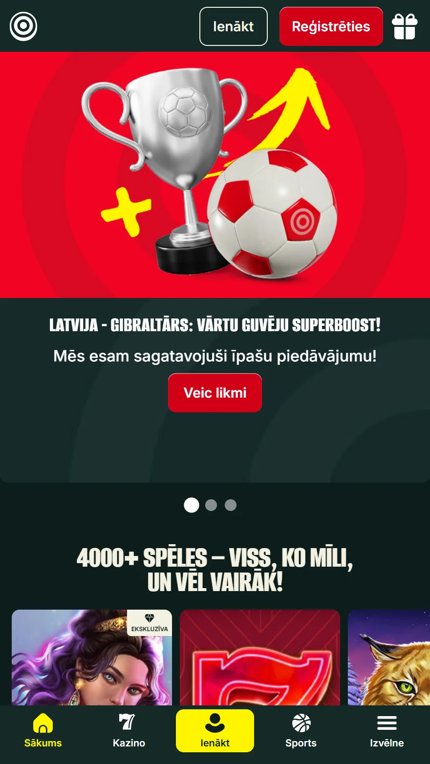 Optibet totalizatora mājaslapa