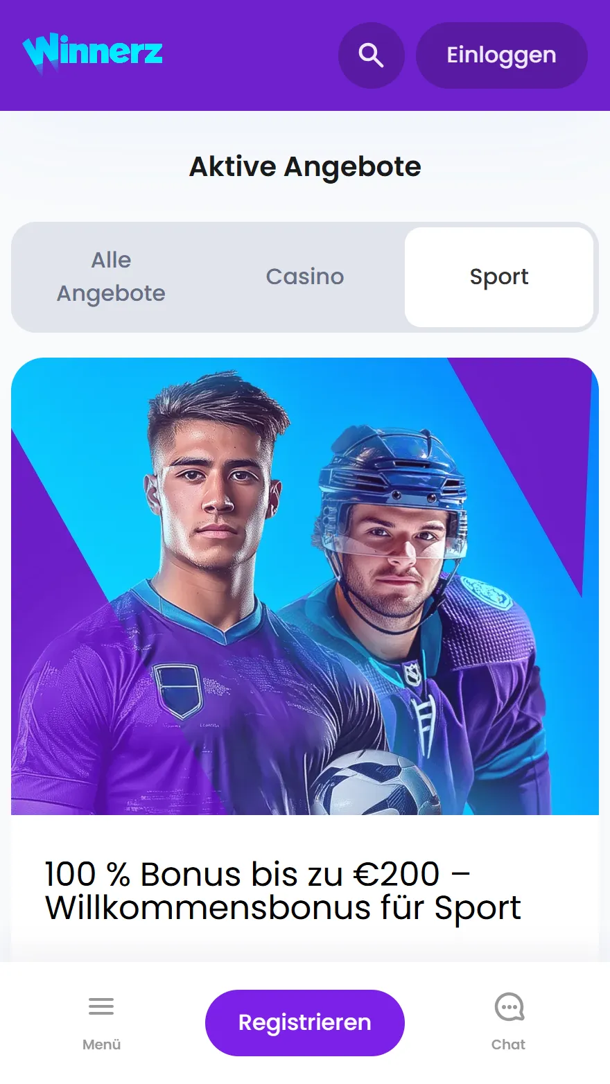 Winnerz Sportwetten-Bonusseite