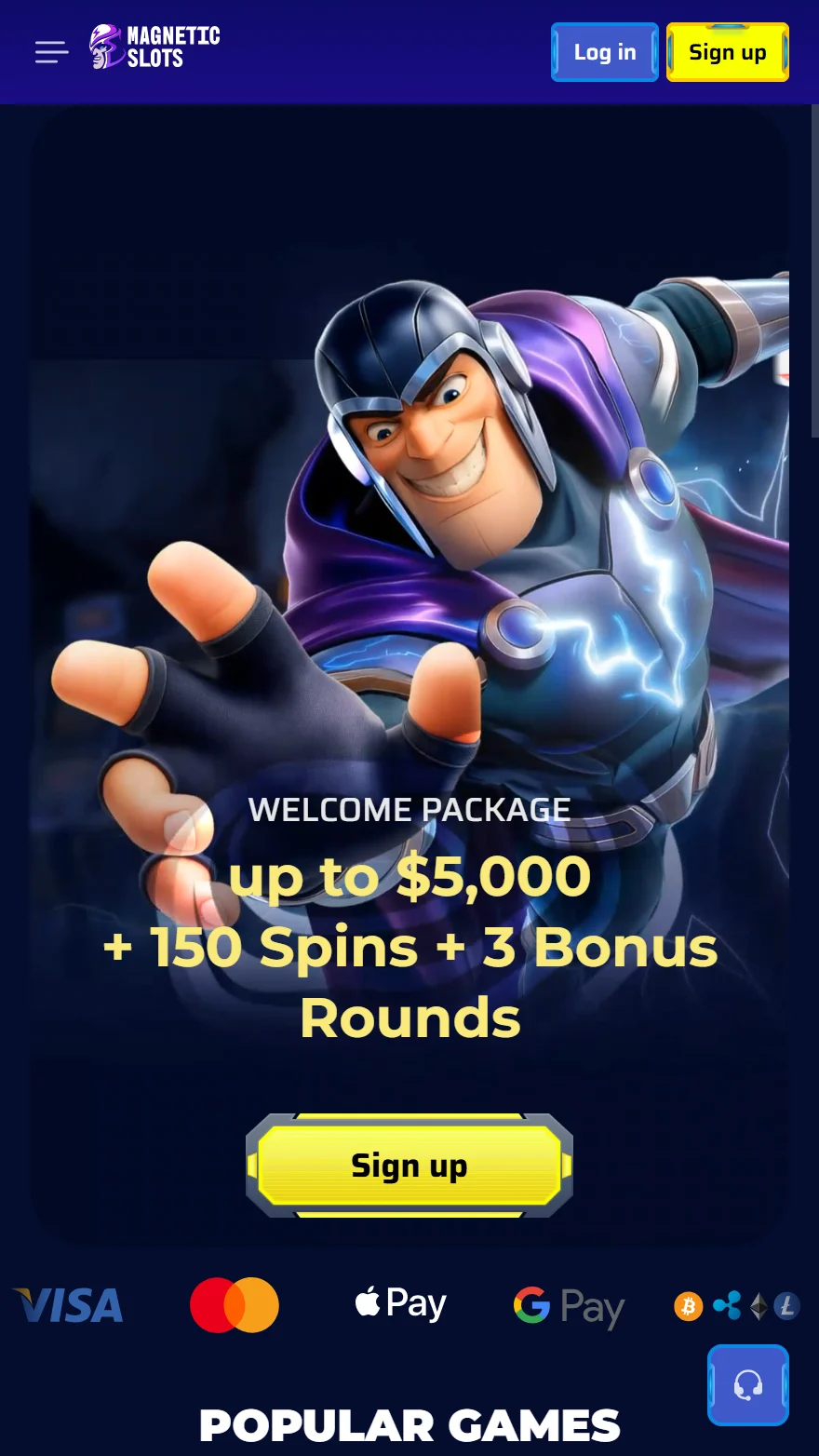 MagneticSlots Casino homepage