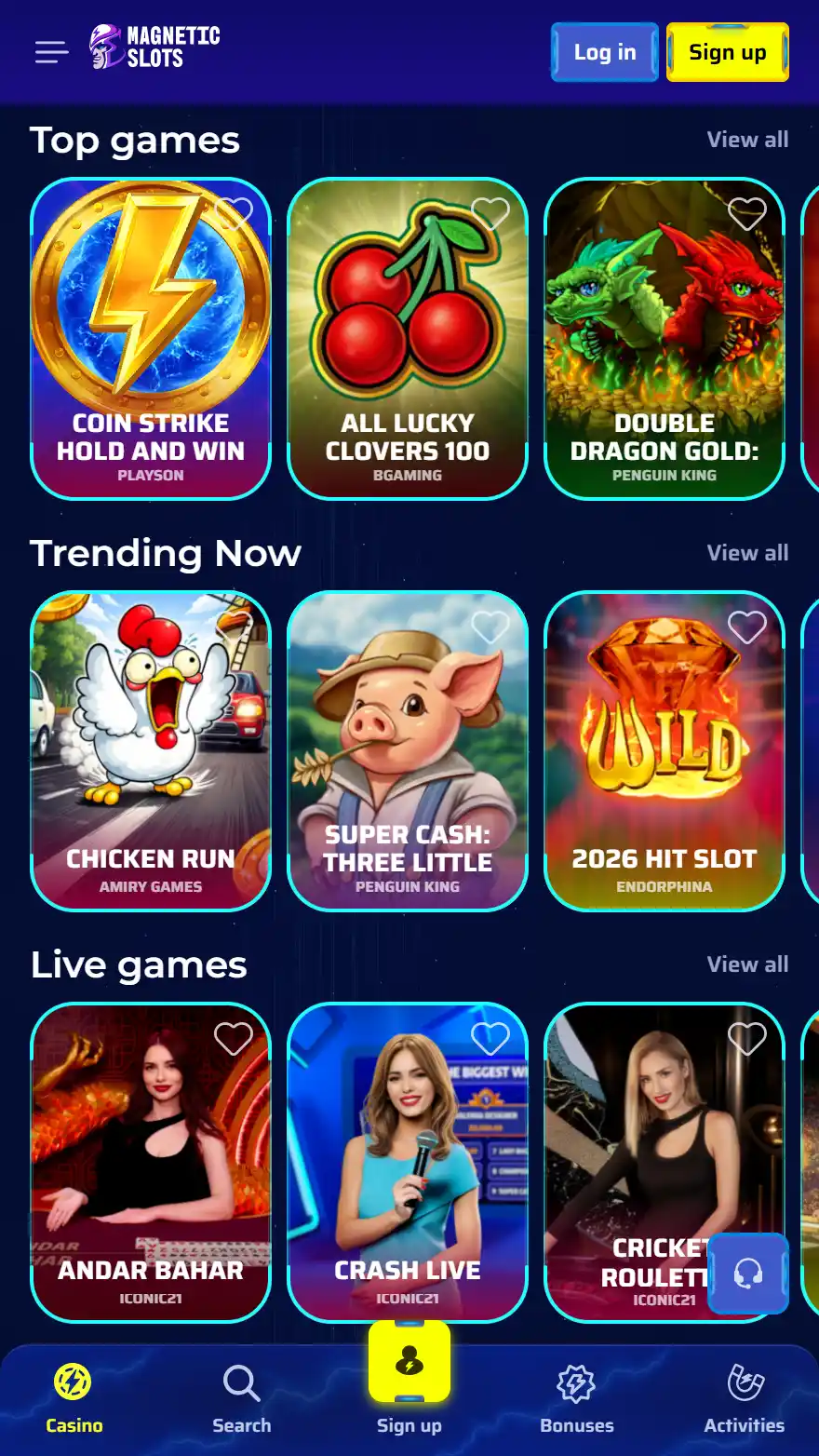 MagneticSlots Casino games page