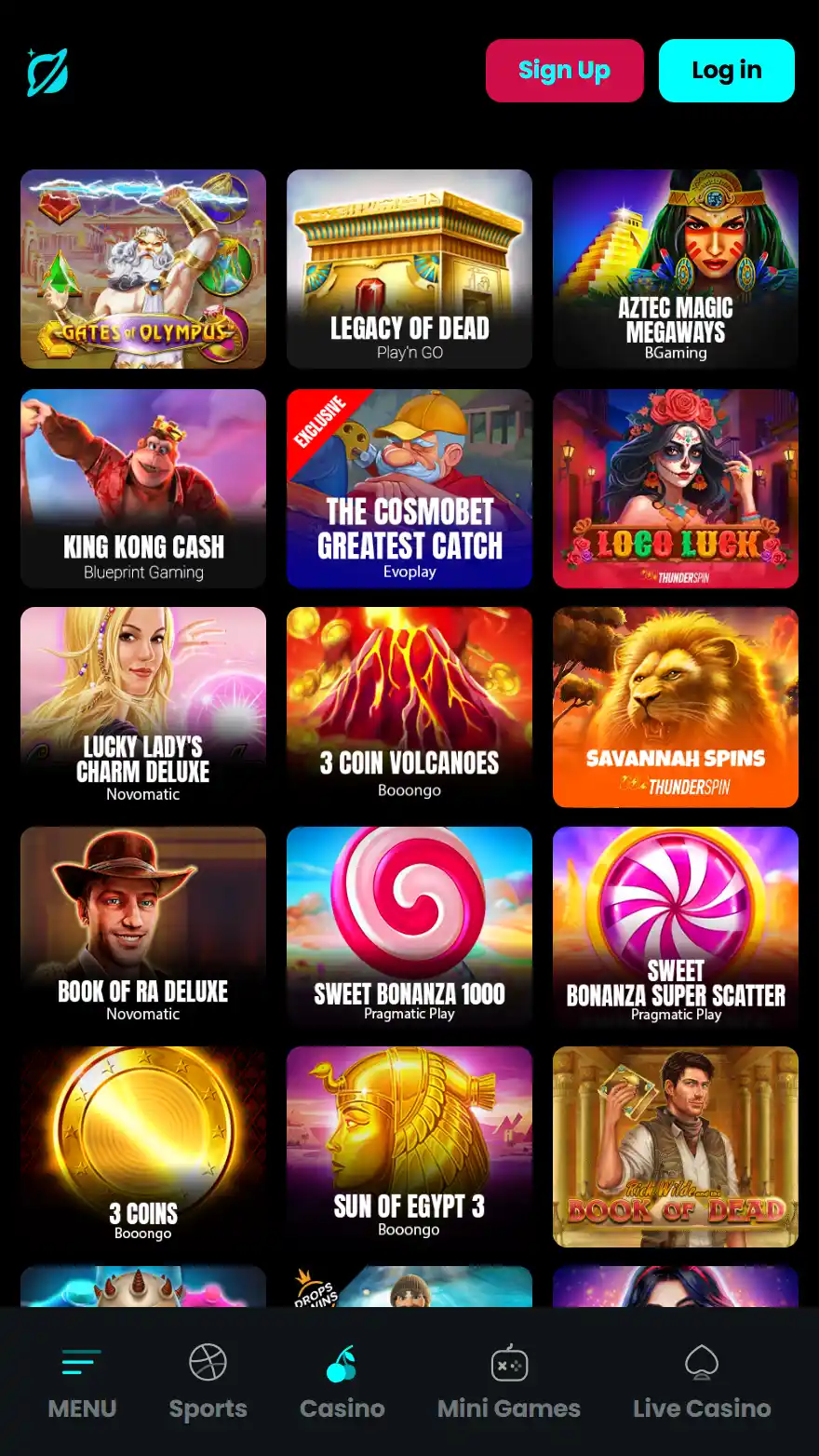 Cosmobet Casinos spelsida