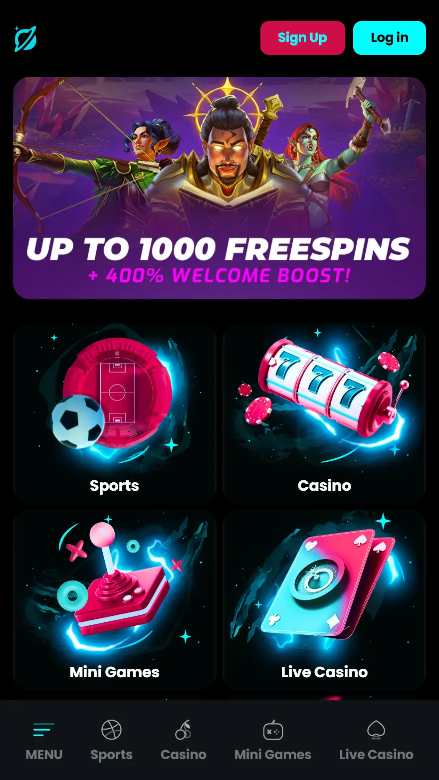 Cosmobet Casino homepage