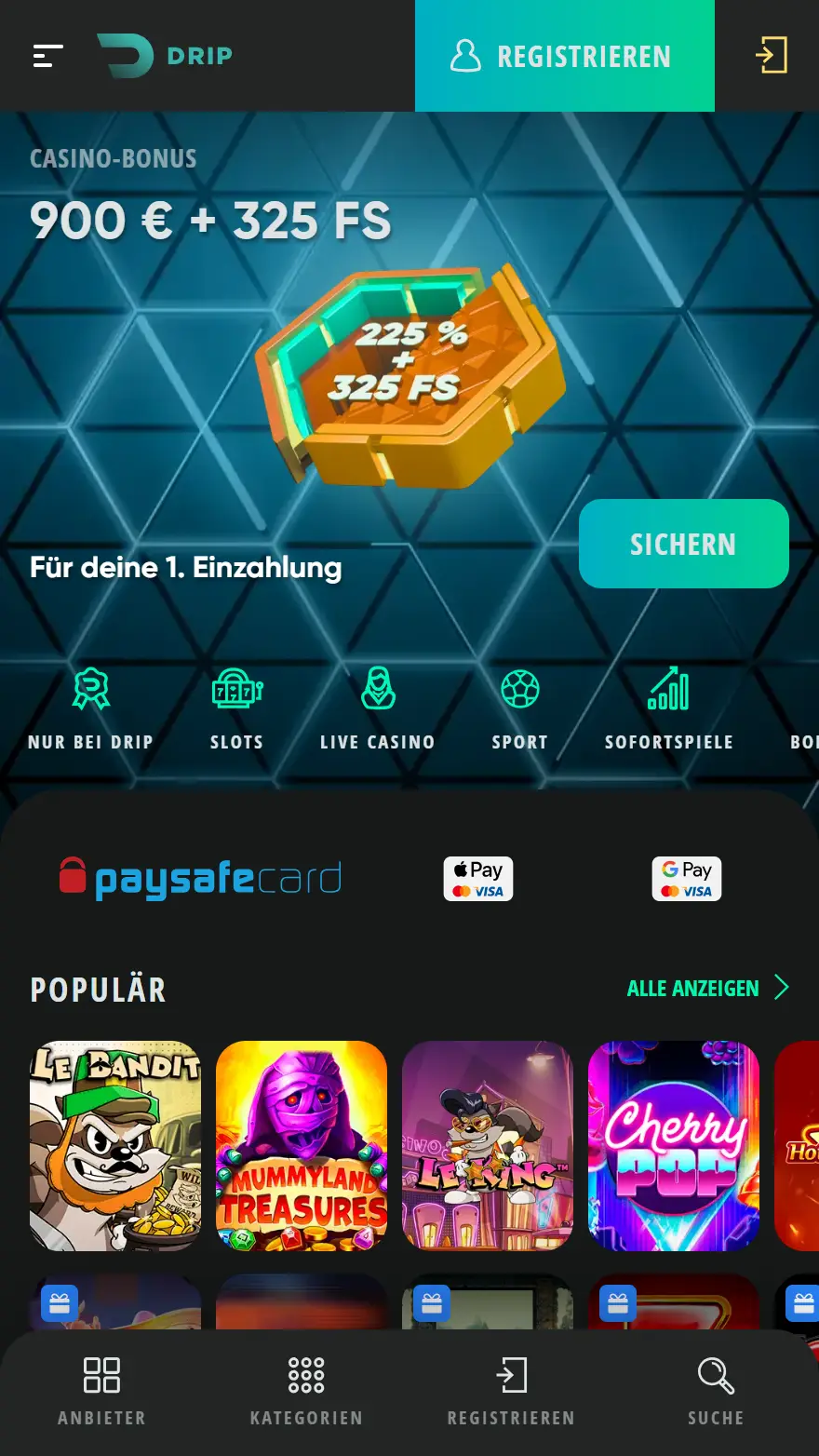 Drip Casino Startseite