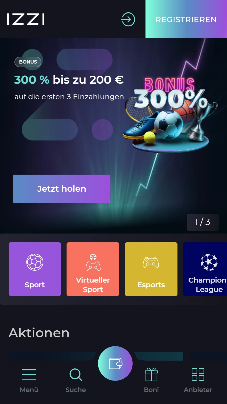 Izzi Casino Sportwettenseite