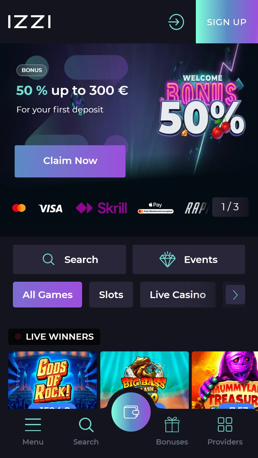 Izzi Casino mājaslapa