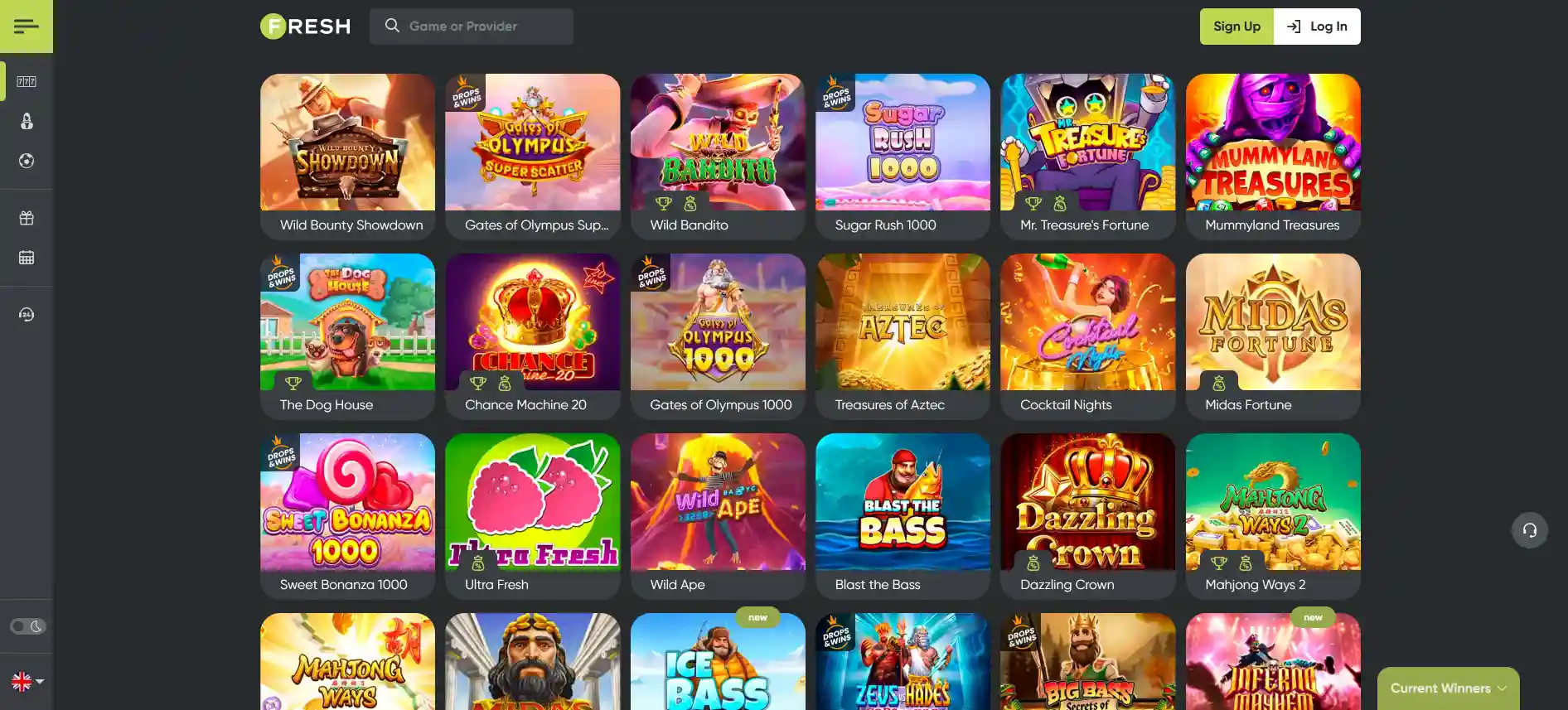 Fresh Casino spēles