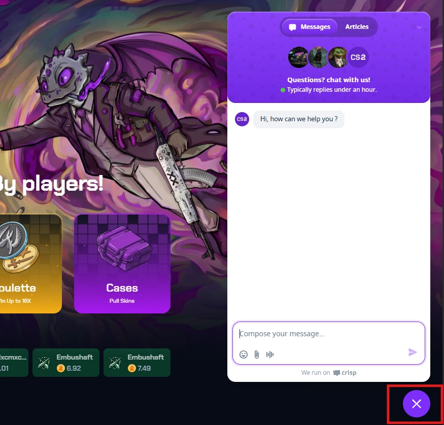 cs2skin live support