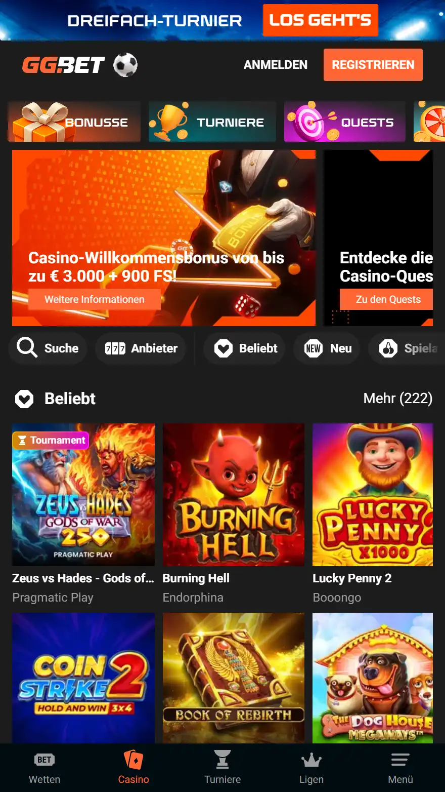GGBet Casino Startseite