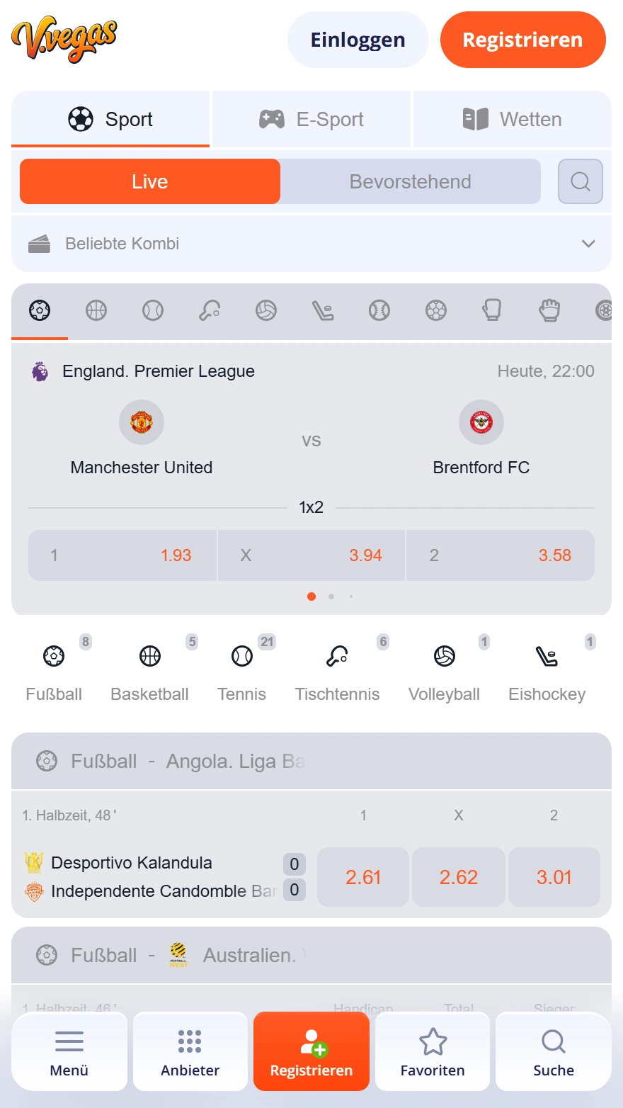 V.Vegas Sportwettenseite