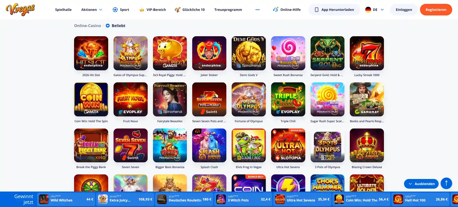 V.Vegas Casino Spiele