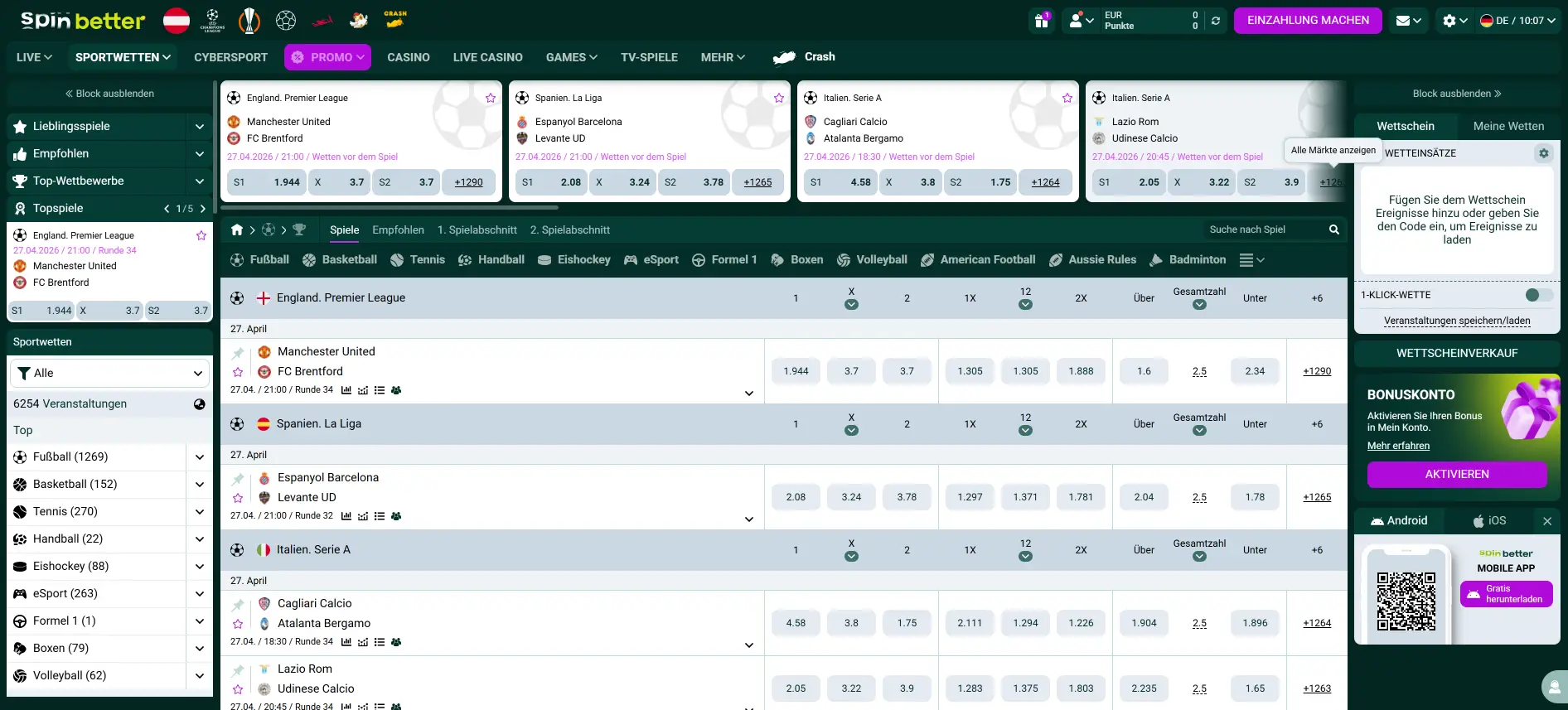 SpinBetter Sportwetten