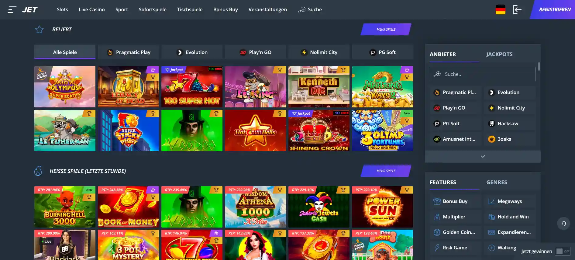 Jet Casino Spiele